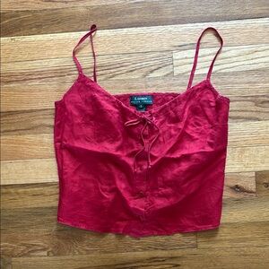 Lauren Ralph Lauren Red Linen Summer Top, Size Small